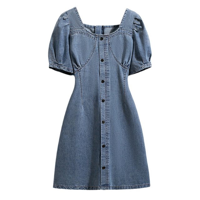 Icvfdpl Robes de Plage pour Femmes, Robe d'Été Élégante en Denim Couleur Unie pour Usage Quotidien pour Femmes, TTTTG