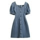 thumbnail image 1 of Vestido informal de denim para mujer, verano, color liso: diseño clásico, tejido ligero y transpirable, versátil con accesorios., 1 of 8