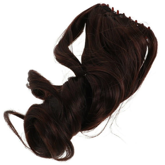 Nicehomfit Ponytail Hair Extension with Claw Clip Dark Brown Curly Synthetic Hair