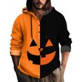 thumbnail image 1 of Sudadera con capucha de Halloween para hombre con diseño dividido y cara de Jack-O'-Lantern, sudadera con capucha informal de manga larga para fiestas navideñas, 1 of 5