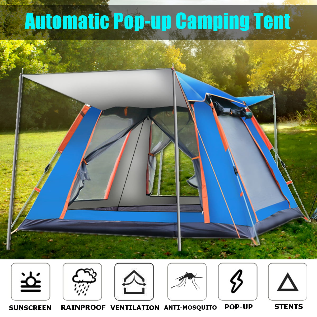 Family Camping Tent Instant Automatic Pop-up Folding Waterproof Outdoor B 