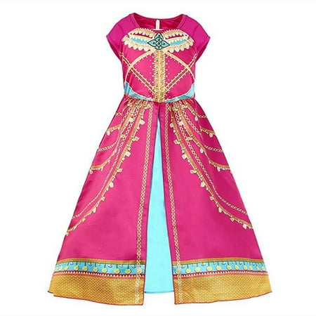 HAWEE Jasmine Princess Dress for Girls Aladdin Christmas Gorgeous Pink ...