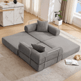 thumbnail image 2 of Modular Sofa Bed for Small Spaces, Convertible Corduroy Sofa Bed with Removable Armrests, No Assembly Required Folding Mattress Couch for Apartments, 2-Seater, Dark Gray, 2 of 18