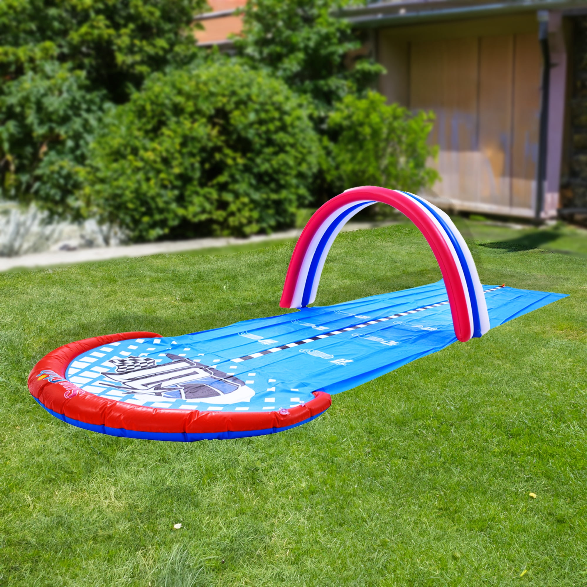 Pool Central Inflatable Ground Race Track Water Slide - 16' - 2-Person