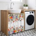thumbnail image 3 of Vintage Flowers Cabinet Curtain 35"Wx35"L, Dustproof Under Sink Skirt with Self Adhesive Tape, Spring Floral Botanical Pastoral Cabinet Curtain Cover for Kitchen Sink, Bathroom Vanity, Laundry Room, 3 of 9
