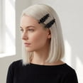 thumbnail image 3 of MIALLO 2 Pack Fashion Black Leaf Hair Barrettes, Bold Marquise Crystals Hair Clips for Birthday, Party and Daily Wear, 3 of 8