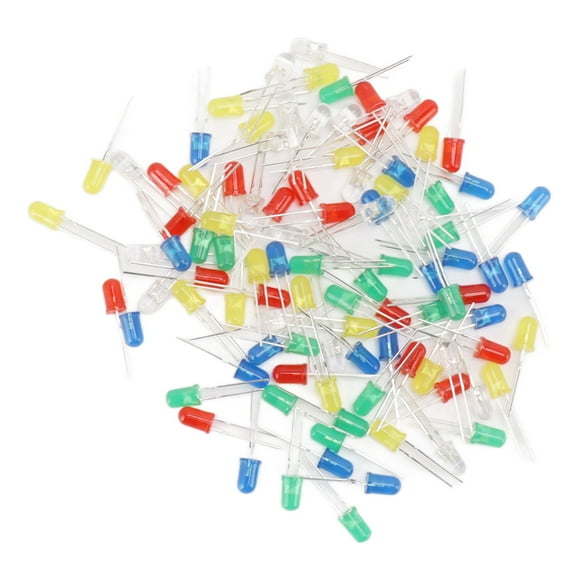 Kit surtido de circuitos LED, 100 piezas de diodos LED de 5 mm Diodos emisores de luz Kit surtido de diodos emisores de luz Diseño fácil de usar