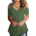 thumbnail image 2 of Blusa suelta de manga corta con camiseta sexy para niña con hombros descubiertos, vendaje verde, XXL Noticed AP001291-40, 2 of 5