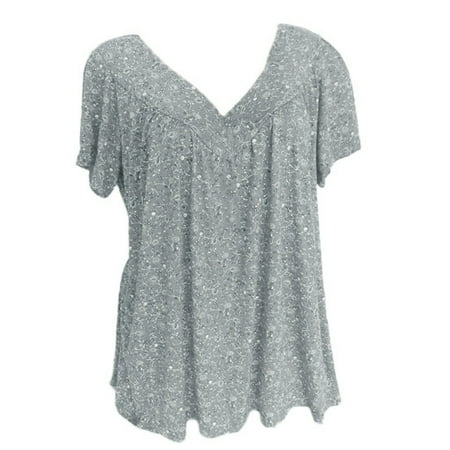 

Wenini Corset Tops For Women Printing Tunic V-Neck Short Sleeve Summer T-Shirts Blouses Tops Gray m