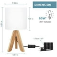 thumbnail image 3 of Wooden Tripod Nightstand Lamp White Fabric Shade, 3 of 3