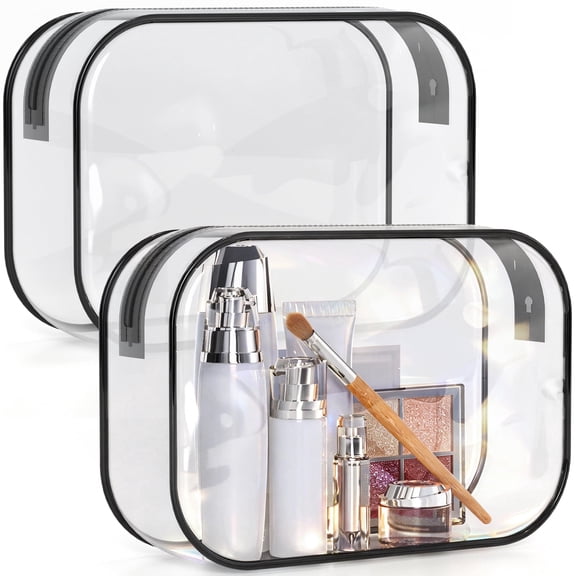 HOTOR Clear Toiletry Bag, TSA Approved, Waterproof Zippered Makeup & Toiletries Organizer, 6.0" x 8.7" x 2.1", 2-Pack