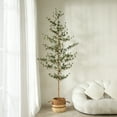 thumbnail image 3 of DR.Planzen 7ft Faux Black Olive Tree - Realistic Potted Artificial Tree with Natural Trunk & Silk Leaves - Tall Faux Plant for Home, Office, Indoor & Outdoor Decor - Low Maintenance & UV Resistant, 3 of 11