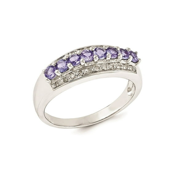 1/2 carat (Ctw) Tanzanite Ring in Sterling Silver with Accent Diamonds for Women