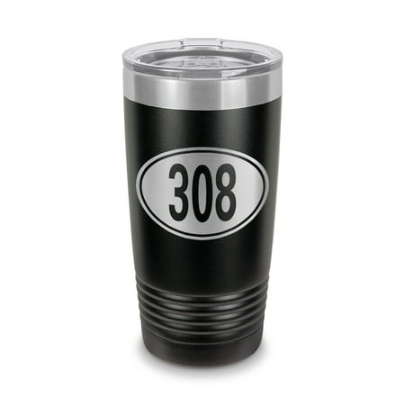

Oval 308 Tumbler 20 oz - Laser Engraved w/ Clear Lid - Stainless Steel - Vacuum Insulated - Double Walled - Travel Mug - euro cartridge hunting traget shooting - Black