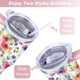 thumbnail image 5 of 40oz Pioneer Colorful Floral Stainless Steel Flip Straw Tumbler with Lid and Straw Spill Proof Travel Cup Double Wall Vacuum Insulated Coffee Mug with Handle Pink, 5 of 7