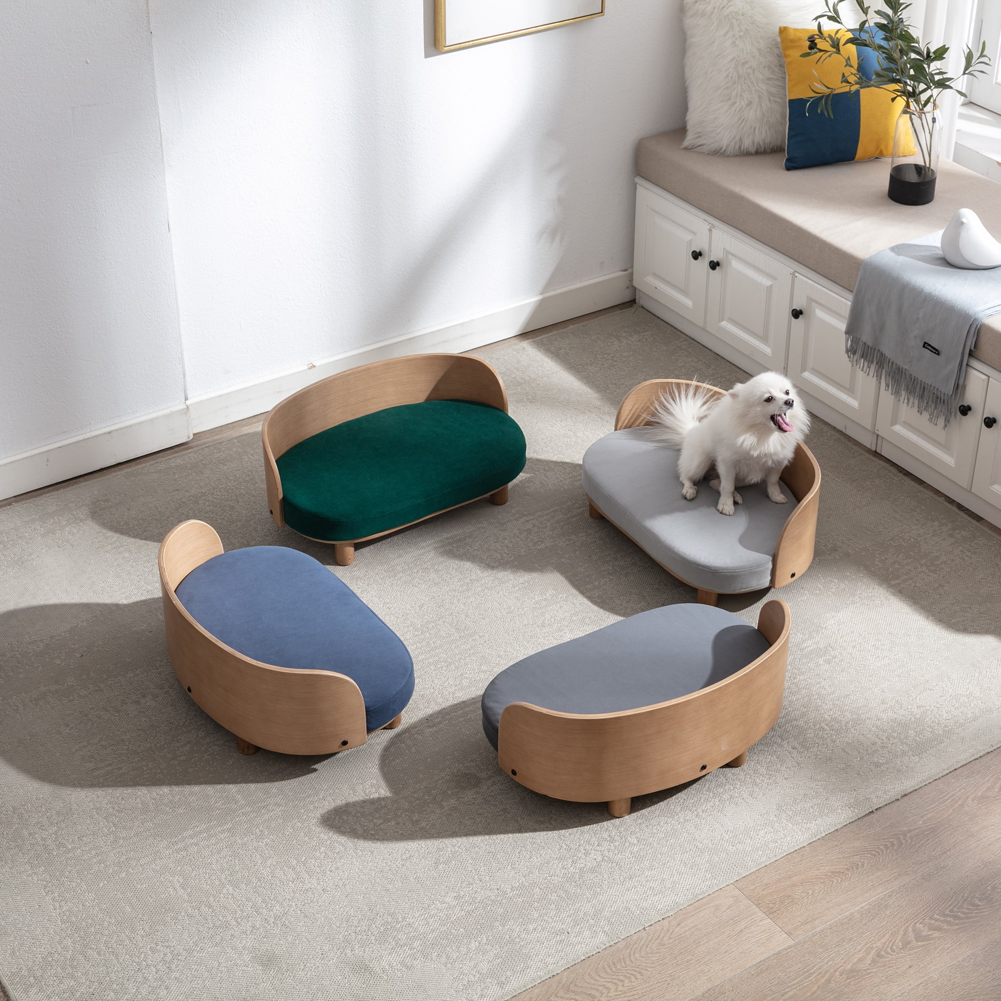 Pefilos 26" Pet Sofa Dog Bed with Removable Cushion and Wood Style Leg for Dog and Cat, Dark Gray Pefilos 26" Pet Sofa Dog Bed with Removable Cushion and Wood Style Leg for Dog and Cat, Dark Gray