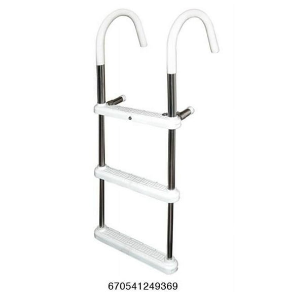 JIF Marine DMT3-7 3 Step Gunwale 7 in. Hook Boat Ladder - Stainless Steel