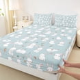 thumbnail image 3 of Homewish Kawaii Rabbit Child Full Size Sheets, Cute Bunnies Animal Lover Bed Sheets, Blue Cartoon Theme Sheet Sets, Lightweight Room Decor, 4-Piece, 3 of 7