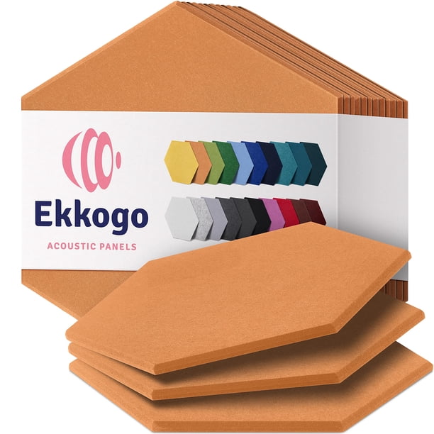 Paneles de pared insonorizados Ekkogo Acoustic Panels, paquete de 12, color naranja