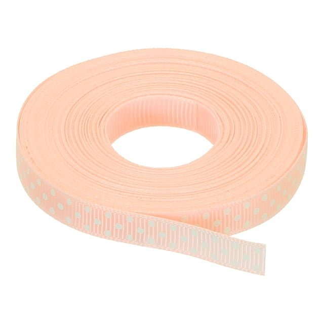 Uxcell Grosgrain Ribbons with White Dots Ribbon Bow Decoration Crafts Gift Wrapping Wedding Orange Pink 25 Yards 3/8 Inch