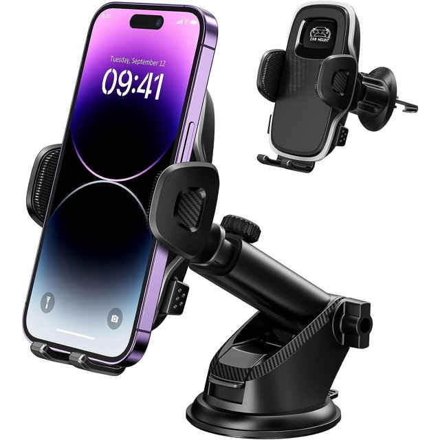 Soporte de teléfono 3 en 1 para automóvil, soporte de teléfono manos libres para automóvil para tablero, ventilación de aire, parabrisas, compatible con iPhone, Samsung y otros teléfonos de 4.7 a