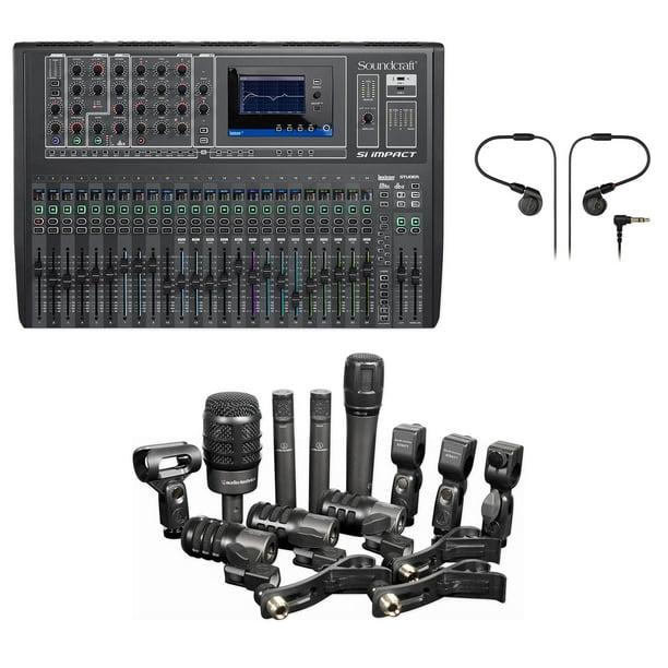 Soundcraft Si Impact DSP Digital Mixer Bundle with Audio Technica Drum