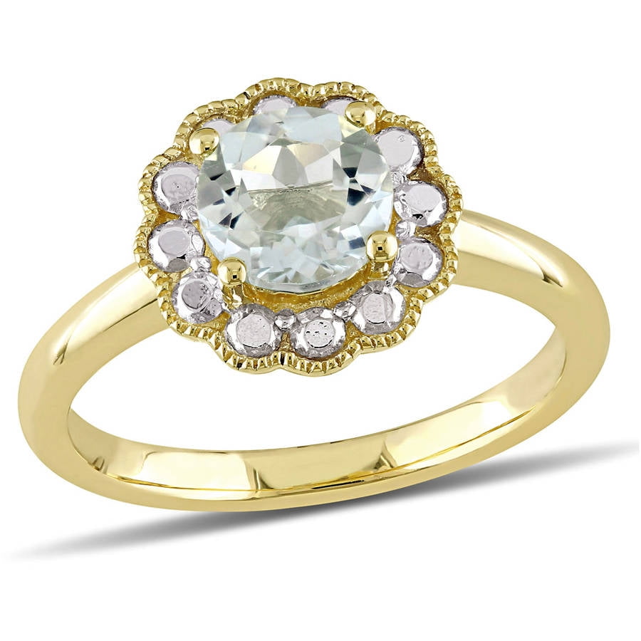 Tangelo 1-1 2 Carat T.G.W. Green Amethyst 10kt Yellow Gold Flower Cocktail Ring by Tangelo