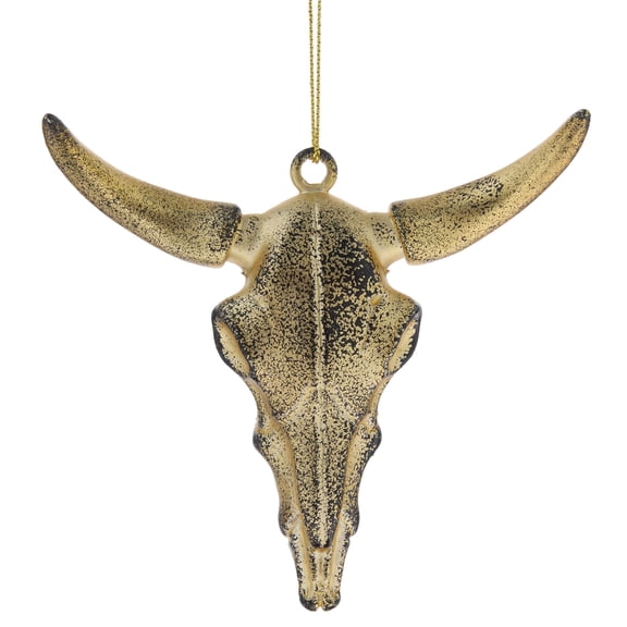 Antique Gold Cow Skull Christmas Ornament, 4", by Holiday Time