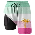 thumbnail image 3 of Tisuna Men'S Swimwear Color Block Drawstring Elastic Waist Straight Leg Swim Trunks Casual Comfort Fit Men Holiday Summer Beach Wear Light Green Size Xl, 3 of 4