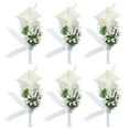 thumbnail image 1 of 6 Piezas de Boutonniére de Lirio con Alfileres para Hombres Ceremonia de Boda Aniversario Cena Formal Fiesta Blanca, 1 of 5