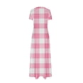 thumbnail image 4 of PuLe 【New】 Summer Short Sleeve Dress Women Summer Maxi Dress Casual Long Boho Beach Sundresses Casual Crewneck Short Sleeve Ankle Length Dress, 4 of 4
