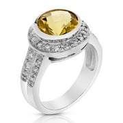 Vir Jewels 1.70 CTTW Citrine Ring .925 Sterling Silver with Rhodium Round Shape 9 MM Size 7 Female Adult
