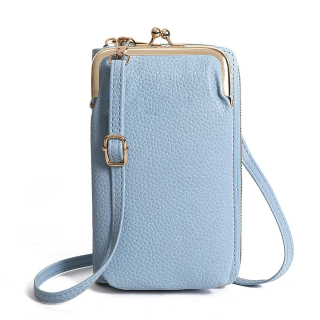 Bolso bandolera pequeño para mujer, monedero para teléfono móvil, cartera, tarjetero, bolsillo de viaje, monedero pequeño para teléfono móvilazul:;:;
