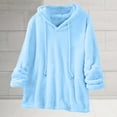 thumbnail image 3 of UAMVSH Fuzzy Fleece Hoodie for Women Plus Size Sherpa Warm Long Sleeve Hooded Pullover Comfy Plush Loungewear Sweatshirts for Winter(Medium,Sky Blue), 3 of 5