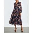 thumbnail image 4 of Women's Autumn Midi Party Dresses Long Sleeve V Neck Cutout Floral Beach Dresses, 4 of 10