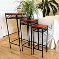 thumbnail image 2 of Country Style Accent Tables, Set of 3, Plant Stands, Wood Tops, Slim Line, Rust Resistant Black Metal Bases, 30, 26, and 22 Inches Tall, 2 of 10