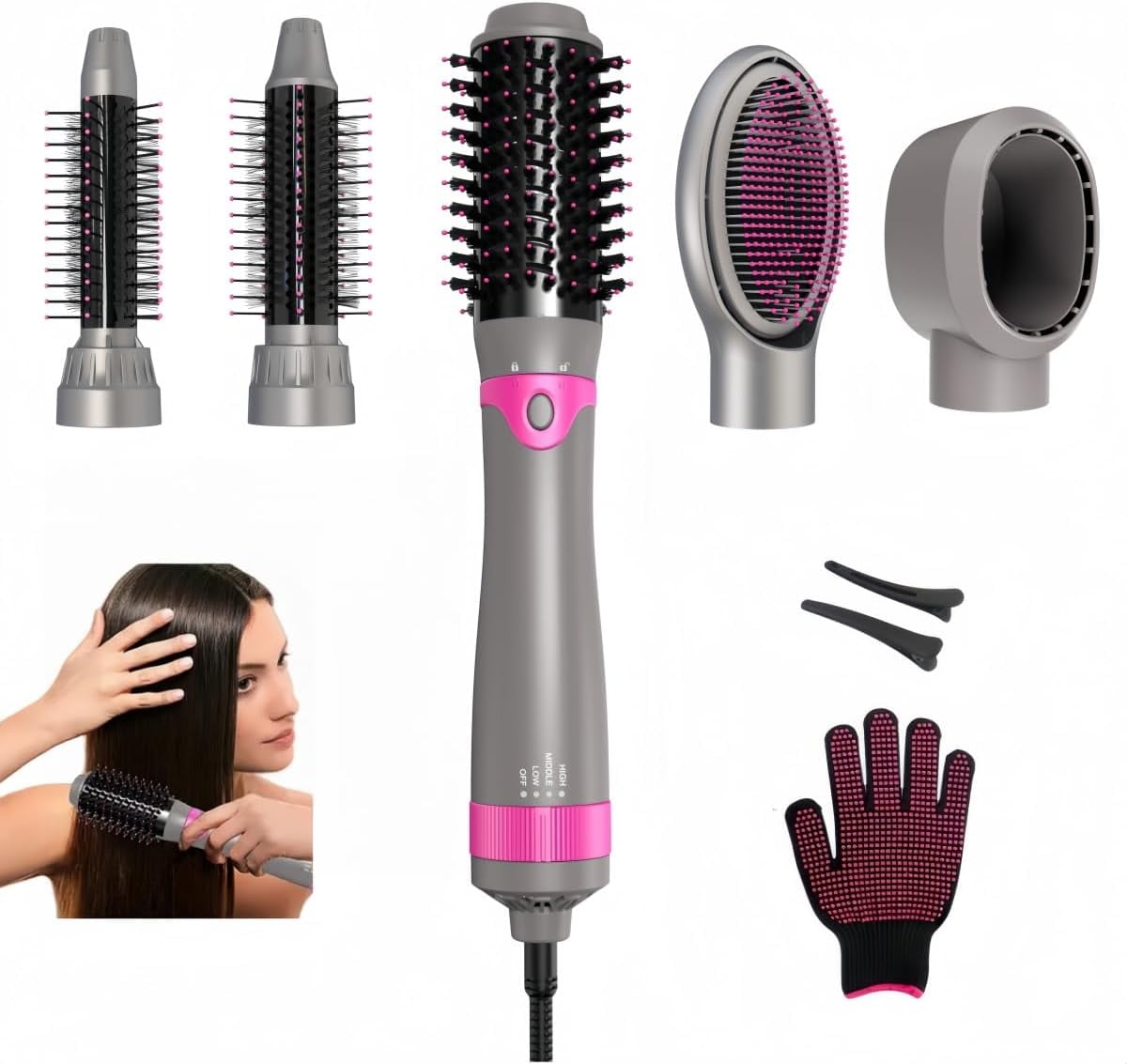 RACCOMB Dual Voltage Hair Styler 5-in-1 High-Speed Dryer Brush