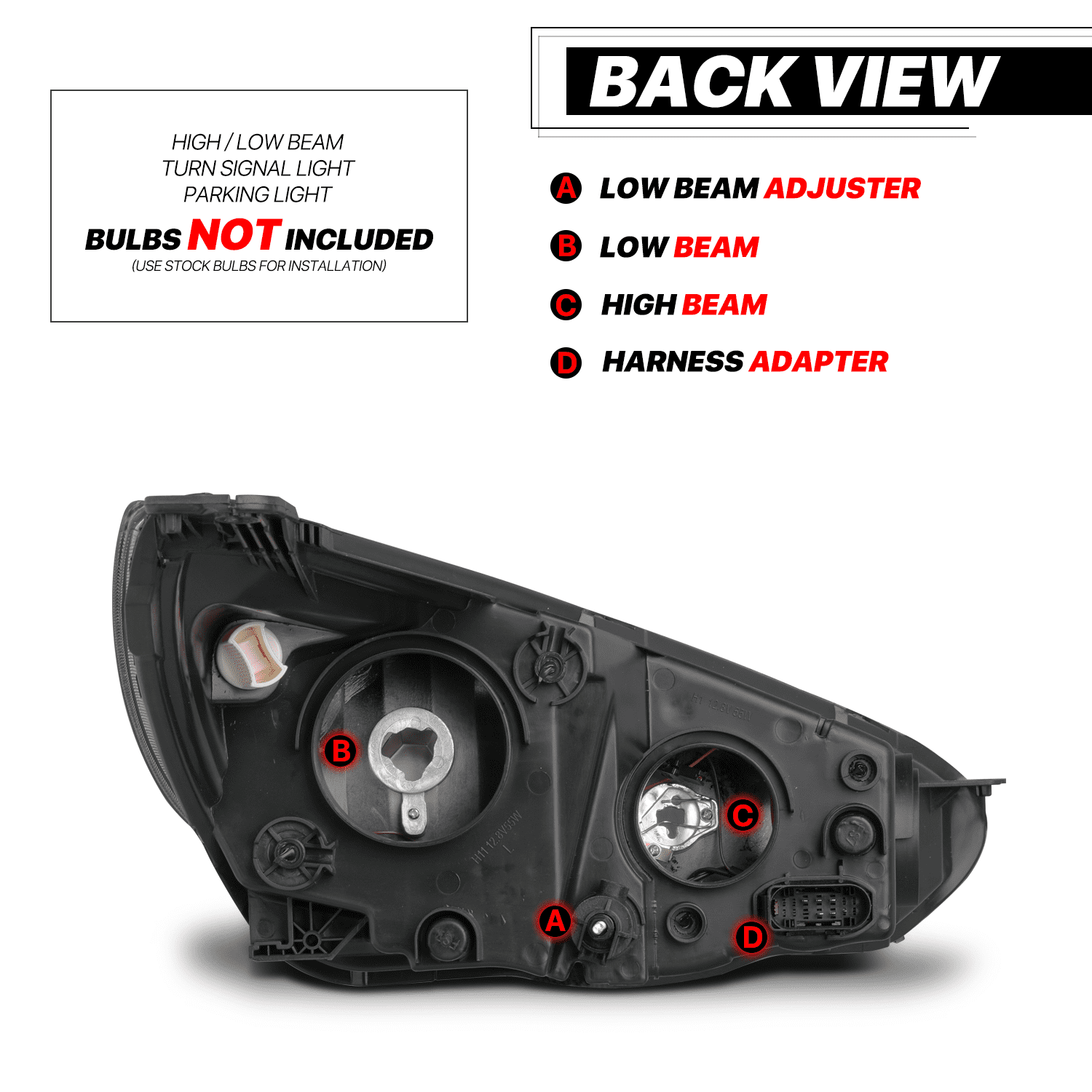 M-AUTO Headlights Assembly for Halogen Model 2015 2016 2017 2018 Ford Focus, Driver and Passenger Side Headlamp Replacement