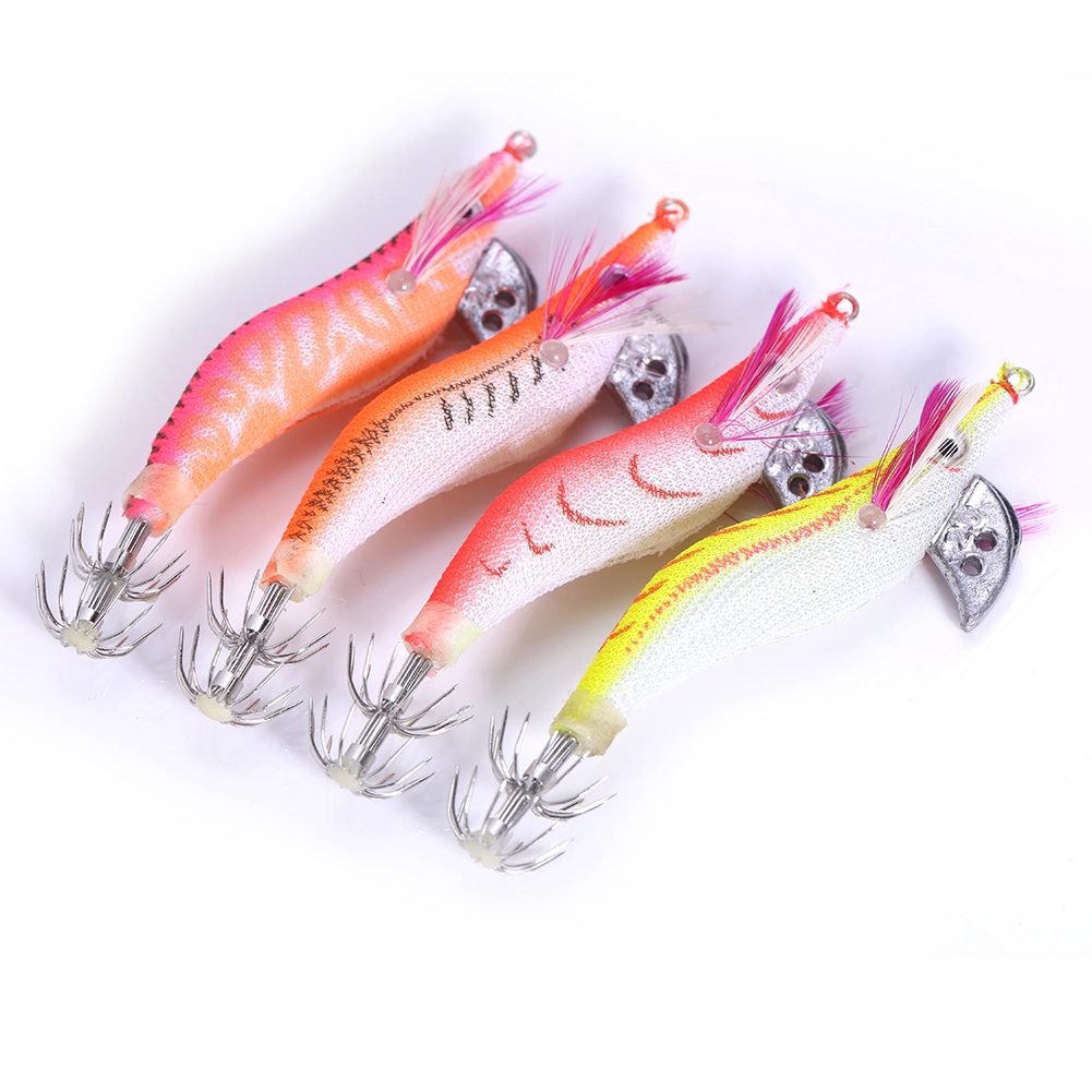 Mgaxyff Jig Lures, Squid Fishing Lures,4Pcs Luminous Plastic Shrimp