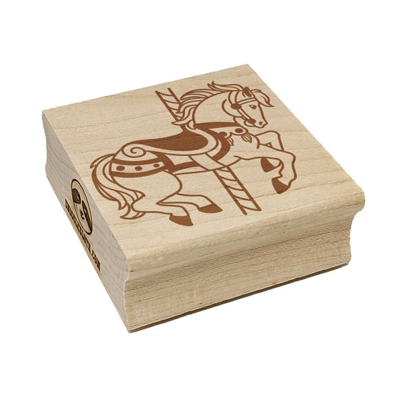 Fancy Carousel Horse Merry-Go-Round Square Rubber Stamp Stamping Scrapbooking Crafting - Small 1.25in