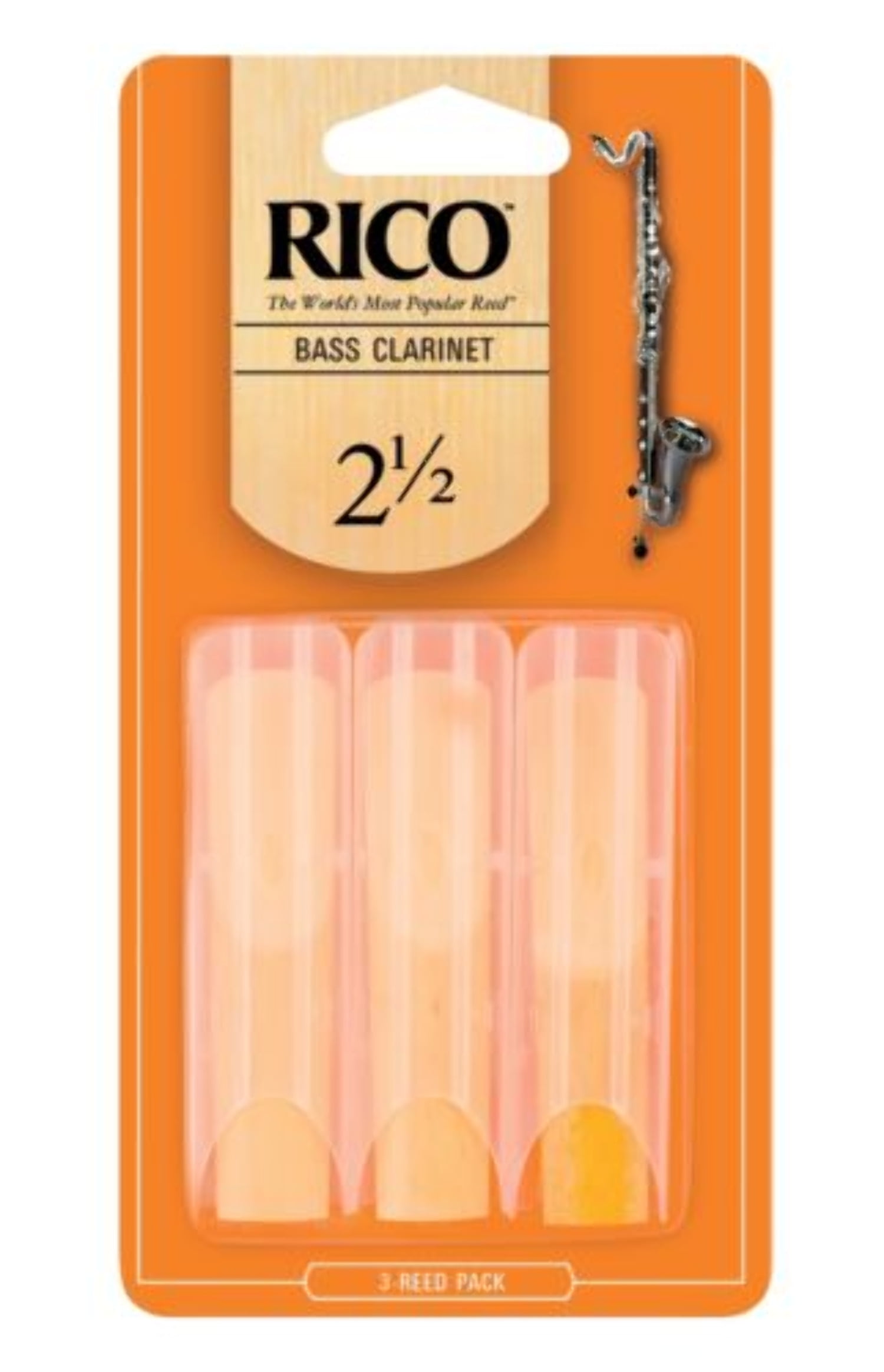 Rico by D'Addario Bass Clarinet Reeds, Strength 1.5, 3 Pack