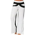 thumbnail image 3 of Pantalon Femme Patchwork Pantalon de Sport Ample à Jambe Grand Pantalon à Jambe Grand Pantalon de Survêtement Décontracté, Blanc, P, 3 of 6