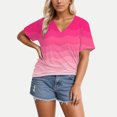 thumbnail image 2 of Wang6 Plus Size V Neck Tshirts for Women Causal Color Blocking Graphic Tees Summer Loose Fit Short Sleeve Tops Hot Pink XXXXXL, 2 of 4