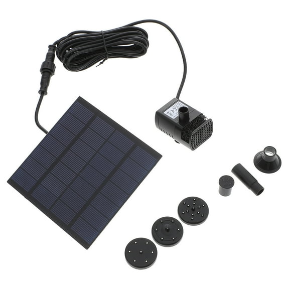 Solar Fountain Pump - 180L/H 7V 1.8W Submersible Water Pump for Bird Bath, Garden Pond, Aquarium - No Electricity Needed, Quiet Operation (Black, 3 Nozzles Included)