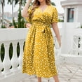 thumbnail image 3 of DJskiyers Summer Midi Dresses For Women Floral Plus Size Dresses V Neck Sundress Fashion Empire Waist Dress Short Sleeve Boho Dress, 3 of 8