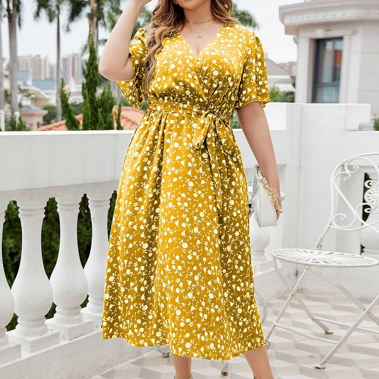 plus size dresses gold Women's Plus Size Saffron Petal Dress - Gold