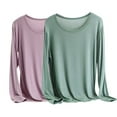 thumbnail image 1 of Timegard Hauts pour Femmes Grande Taille 2 Pcs Décontracté Ample Confortable Pjs Haut Blouse Col Rond Manches Longues Chemises, 1 of 2