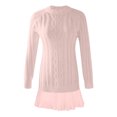 thumbnail image 6 of TrdSipl Womens Cable Knit Sweater Dress Stylish Crew Neck Patchwork Pleated Knit Dresses Winter Lounge Long Sleeve Mini Sweater Dress, 6 of 7