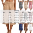 thumbnail image 4 of Bloomae Women's Capri Pants Lightweight Loose Fit Casual Palazzo Capris Elastic High Waisted Wide Straight Leg Comfy Lounge Cropped Trousers with Pockets, 4 of 10