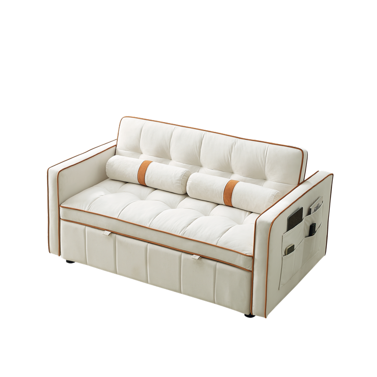 Bezseller 3-in-1 Sleeper Sofa Chair Bed With Storage - Convertible Pull-Out Couch, Adjustable Backrest, Light Grey For Living Room & Apartments